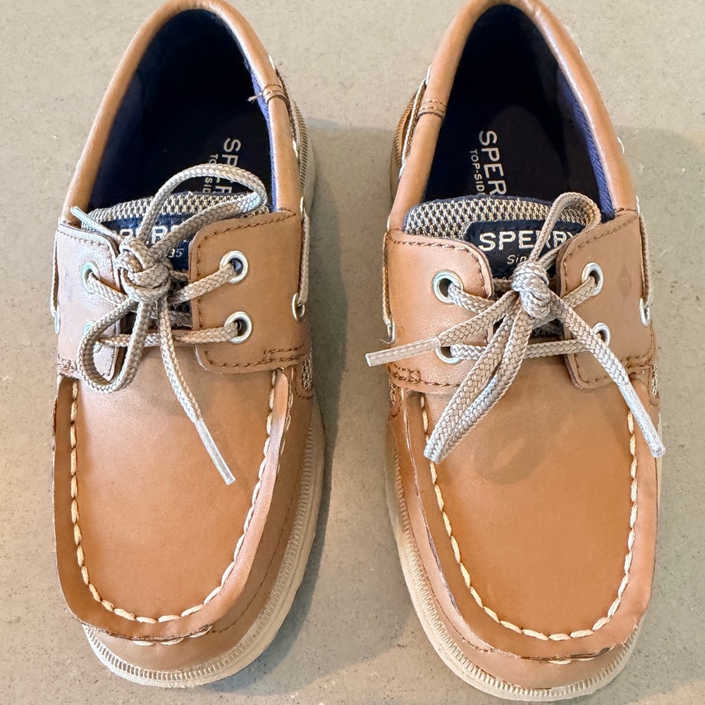 Sperry Kids Tan Brown Leather Moccasins